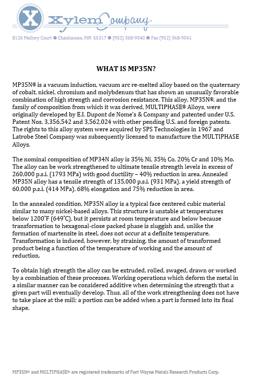 What is MP35N?